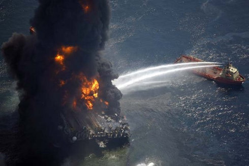 Deep Water Oil Rig fire